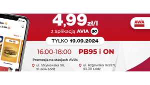 Paliwo za 4,99 zł/l na dwóch stacjach AVIA w Łodzi