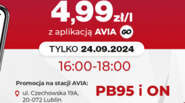 Promocja na stacji AVIA w Lublinie – paliwo za 4,99 zł/l